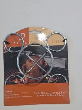 Chrome Beer Can Chicken Roaster - Silver